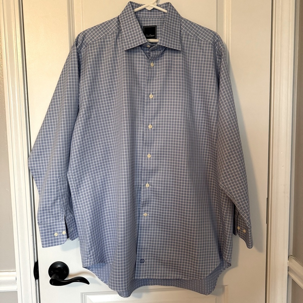 David Donahue Men's Blue Checkered Shirt